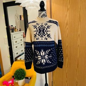 Liz Claiborne Vintage Snowflake Wool Sweater M